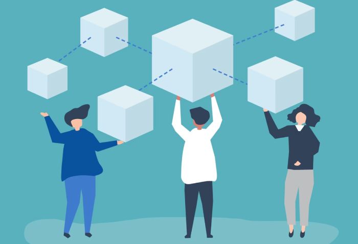 Ilustrasi orang yang memegang jaringan blockchain. (rawpixel.com on Freepik)