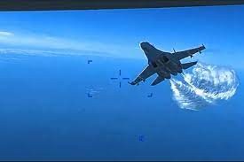 Momen Jet Tempur Rusia Jatuhkan Drone AS. (Foto: MNC Media)